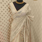 Jute silk with kolam like thread work