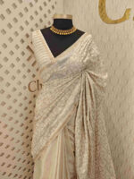 Jute silk with kolam like thread work