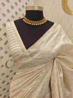Jute silk with kolam like thread work - Image 6