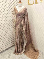Jute silk with flower embroidery pallu and flower batik body - Image 6