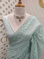 Net kota with scale like thread work and cut work border - Image 3