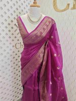 Organza banarasi with half moon and flower design