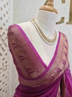 Organza banarasi with half moon and flower design - Image 2