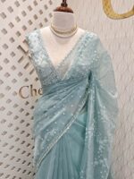 Organza with hanging sequance scalp border - Image 22