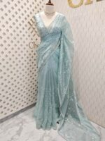 Organza with hanging sequance scalp border - Image 24