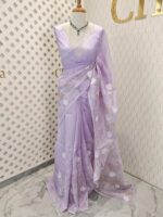 Organza with rose flower applique work - Image 19