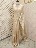 Organza with big rose flower applique - Beige - Image 3