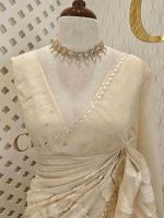 Organza with big rose flower applique - Beige - Image 2