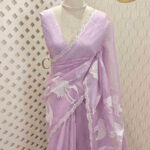 Organza with flamingo and dove applique work with scalp border