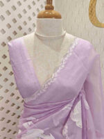 Organza with flamingo and dove applique work with scalp border - Image 2