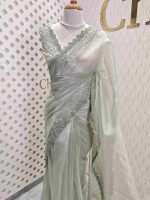 Organza with zigzag border filled with sequance - Image 17