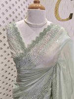 Organza with zigzag border filled with sequance - Image 18