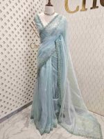 Organza with zigzag border filled with sequance - Image 13