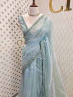 Organza with zigzag border filled with sequance - Image 11
