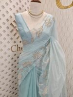 Organza with lotus border with small sequance detailed body - Image 19