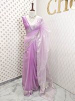 Organza with lotus border with small sequance detailed body - Image 3
