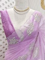 Organza with lotus border with small sequance detailed body - Image 2