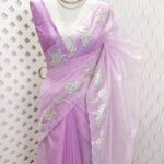 Organza with lotus border with small sequance detailed body