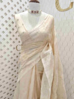 Organza with big flower applique and its stem thread work - Image 10