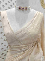 Organza with big flower applique and its stem thread work - Image 11