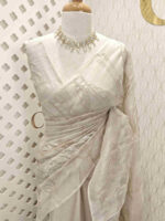 Organza with big flower applique and its stem thread work - Image 13