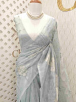 Organza with big flower applique and its stem thread work - Image 16
