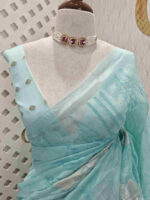 Organza with big flower applique and its stem thread work - Image 8