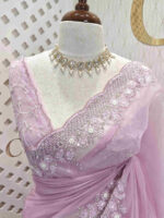 Organza with cross beads work and small flower border - Image 8