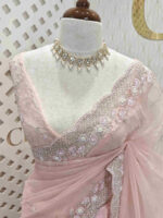 Organza with cross beads work and small flower border - Image 2