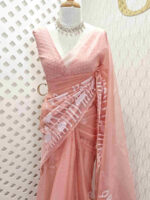 Organza with lotus pond look alike applique work - Image 11