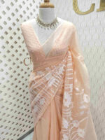 Organza with lotus pond look alike applique work - Image 8