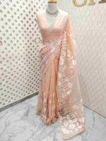 Organza with lotus pond look alike applique work - Image 10