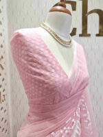 Organza with lotus pond look alike applique work - Image 2