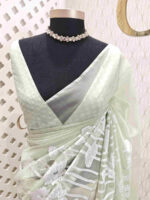 Organza with lotus pond look alike applique work - Image 6