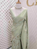 Soft tussar banarasi with big flower and thin veins - Image 14
