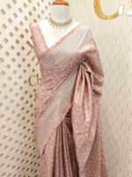Semi tussar with tie and dye body and cut work border - Image 4