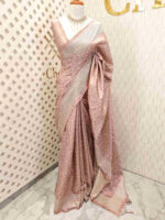 Semi tussar with tie and dye body and cut work border - Image 6