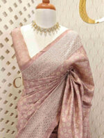 Semi tussar with tie and dye body and cut work border - Image 12