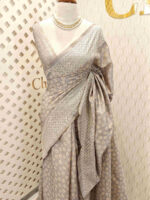 Semi tussar with tie and dye body and cut work border - Image 9