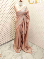 Semi tussar with tie and dye body and cut work border - Image 8