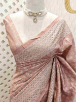 Semi tussar with tie and dye body and cut work border - Image 7