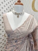 Semi tussar with bias digital print and cross thread border - Image 4