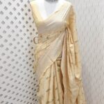 Semi tussar with bias digital print and cross thread border