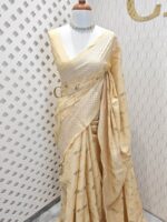 Semi tussar with bias digital print and cross thread border