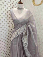 Tissue silk with geometric pattern on border - Image 14