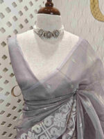 Tissue silk with geometric pattern on border - Image 13