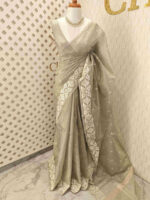 Tissue silk with geometric pattern on border - Image 12