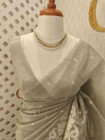 Tissue silk with geometric pattern on border - Image 10