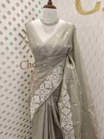 Tissue silk with geometric pattern on border - Image 7
