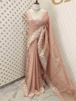 Tissue silk with geometric pattern on border - Image 3